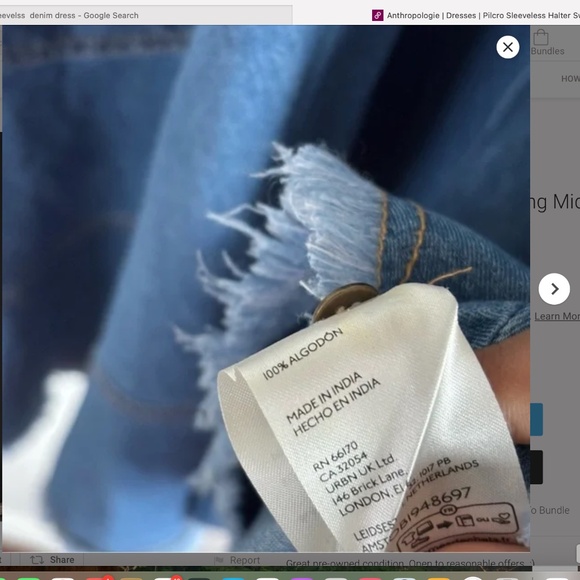 Anthropologie Pilcro Sleeveless denim Halter Swing Midi Dress, NWOT, XL - Picture 10 of 10